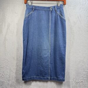 Vintage‎ Dockers Denim Wrap Skirt Women's Tag Sz 12 Modest Made in USA 90s